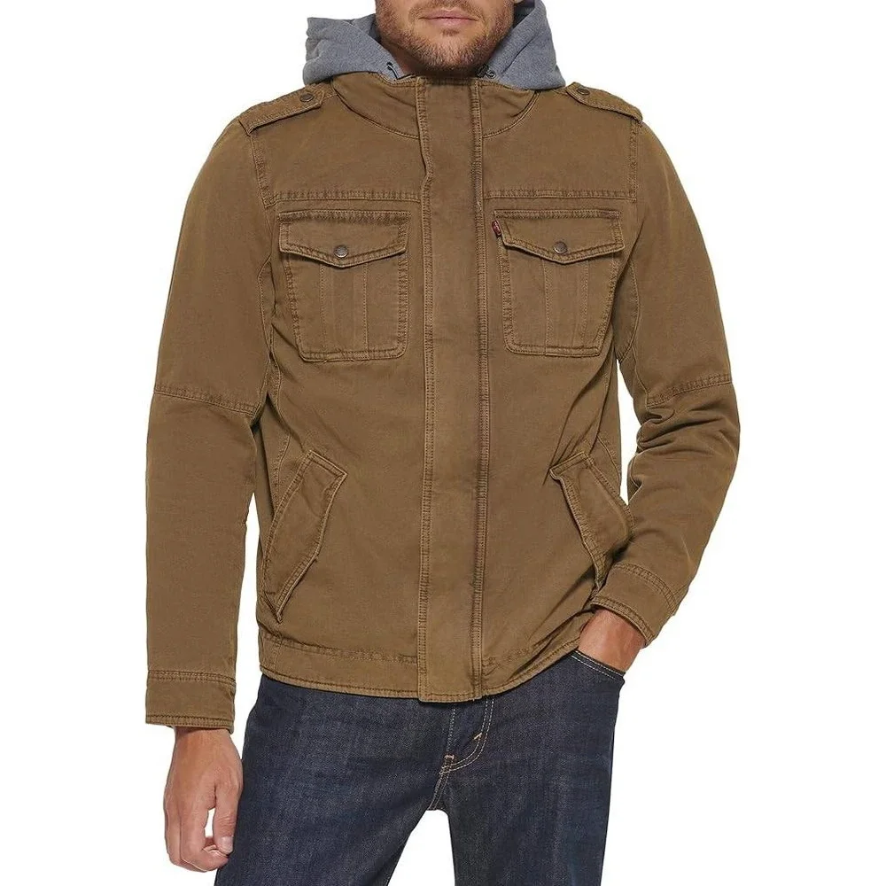 Levi's Men's‎ Washed Cotton Hooded Jacket Size Large